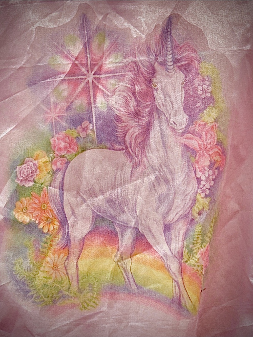 Vintage 80s airbrush style satin unicorn bomber jacket 4XL